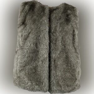The Limited M/L faux fur vest tan/gray